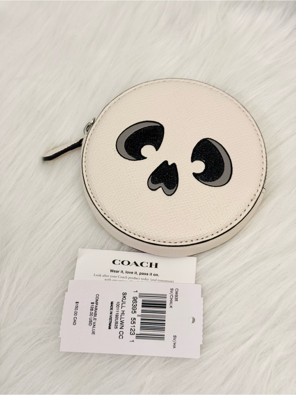 COACH HALLOWEEN SKULL COIN CASE/PURSE WALLET CW935 NWT CHALK - Picture 3 of 7